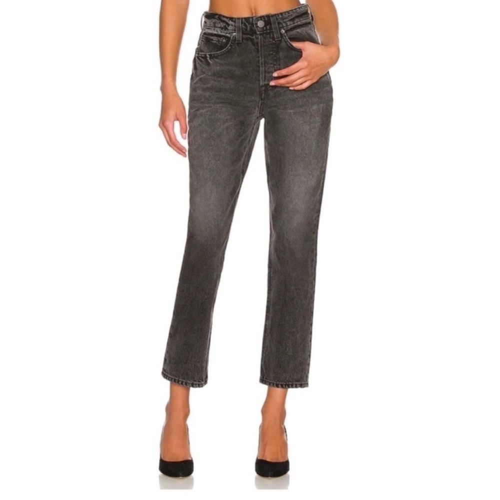 GRLFRND Karolina Crop Cut Straight Leg Jeans Sz 25 Washed Black‎